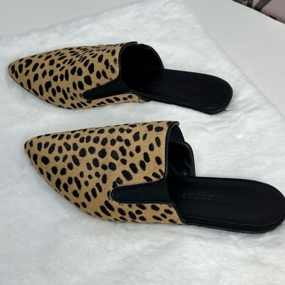 Jenni Kayne Leopard Animal Print Pointed Toe Pony Hair Mules Slip Ons Sz 37 US 7 - Picture 3 of 16